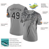 Custom Gray Black-White Distressed Scratch Brush Stroke Performance T-Shirt