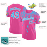 Custom Pink Sky Blue-White Distressed Scratch Brush Stroke Performance T-Shirt