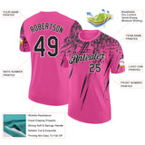 Custom Pink Black-White Distressed Scratch Brush Stroke Performance T-Shirt