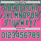 Custom Pink Kelly Green-White Distressed Scratch Brush Stroke Performance T-Shirt
