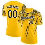 Custom Yellow Black-White Distressed Scratch Brush Stroke Performance T-Shirt