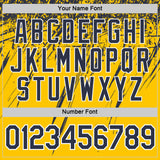 Custom Yellow Navy-White Distressed Scratch Brush Stroke Performance T-Shirt