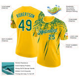 Custom Yellow Kelly Green-White Distressed Scratch Brush Stroke Performance T-Shirt