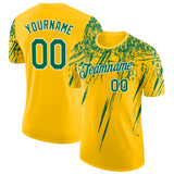 Custom Yellow Kelly Green-White Distressed Scratch Brush Stroke Performance T-Shirt