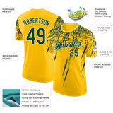 Custom Yellow Green-White Distressed Scratch Brush Stroke Performance T-Shirt