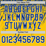 Custom Yellow Royal-White Distressed Scratch Brush Stroke Performance T-Shirt