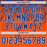 Custom Orange Royal-White Distressed Scratch Brush Stroke Performance T-Shirt