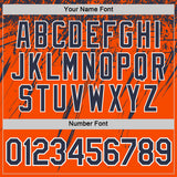 Custom Orange Navy-White Distressed Scratch Brush Stroke Performance T-Shirt