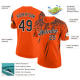 Custom Orange Black-White Distressed Scratch Brush Stroke Performance T-Shirt