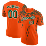 Custom Orange Green-White Distressed Scratch Brush Stroke Performance T-Shirt
