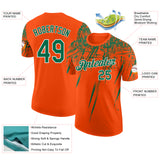 Custom Orange Kelly Green-White Distressed Scratch Brush Stroke Performance T-Shirt