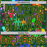 Custom Graffiti Pattern Green-Gold Vibrant Multicolor Paint Splatter Performance T-Shirt