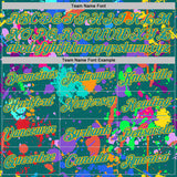 Custom Graffiti Pattern Teal-Gold Vibrant Multicolor Paint Splatter Performance T-Shirt