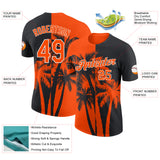 Custom Black Orange-White Hawaii Tropical Coastal Palm Trees Performance T-Shirt