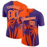 Custom Purple Orange-White Hawaii Tropical Coastal Palm Trees Performance T-Shirt