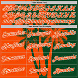 Custom Green Orange-White Hawaii Tropical Coastal Palm Trees Performance T-Shirt