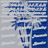 Custom Royal Gray-White Hawaii Tropical Coastal Palm Trees Performance T-Shirt
