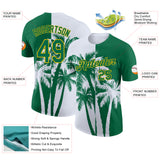 Custom Kelly Green White-Yellow Hawaii Tropical Coastal Palm Trees Performance T-Shirt