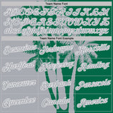 Custom Kelly Green Gray-White Hawaii Tropical Coastal Palm Trees Performance T-Shirt