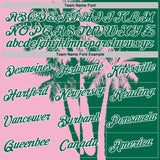 Custom Kelly Green Light Pink-White Hawaii Tropical Coastal Palm Trees Performance T-Shirt