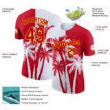 Custom Red White-Yellow Hawaii Tropical Coastal Palm Trees Performance T-Shirt
