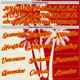 Custom Red Cream-Yellow Hawaii Tropical Coastal Palm Trees Performance T-Shirt