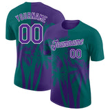 Custom Teal Purple-White Hawaii Tropical Coastal Palm Trees Performance T-Shirt