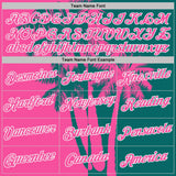 Custom Teal Pink-White Hawaii Tropical Coastal Palm Trees Performance T-Shirt