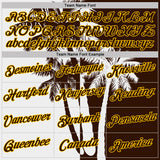 Custom Brown White-Yellow Hawaii Tropical Coastal Palm Trees Performance T-Shirt