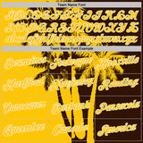 Custom Brown Yellow-White Hawaii Tropical Coastal Palm Trees Performance T-Shirt