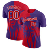 Custom Purple Red-White Hawaii Tropical Coastal Palm Trees Performance T-Shirt