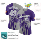 Custom Purple Gray-White Hawaii Tropical Coastal Palm Trees Performance T-Shirt