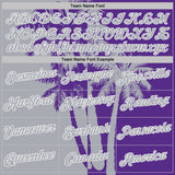 Custom Purple Gray-White Hawaii Tropical Coastal Palm Trees Performance T-Shirt