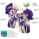 Custom Purple Cream-Crimson Hawaii Tropical Coastal Palm Trees Performance T-Shirt