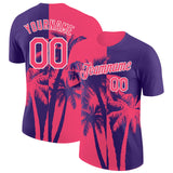 Custom Purple Neon Pink-White Hawaii Tropical Coastal Palm Trees Performance T-Shirt