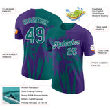 Custom Purple Teal-White Hawaii Tropical Coastal Palm Trees Performance T-Shirt