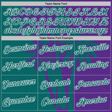 Custom Purple Teal-White Hawaii Tropical Coastal Palm Trees Performance T-Shirt