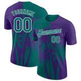 Custom Purple Teal-White Hawaii Tropical Coastal Palm Trees Performance T-Shirt