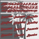 Custom White Steel Gray-Red Hawaii Tropical Coastal Palm Trees Performance T-Shirt