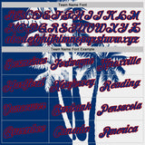Custom White Royal-Red Hawaii Tropical Coastal Palm Trees Performance T-Shirt