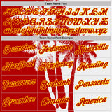 Custom White Red-Yellow Hawaii Tropical Coastal Palm Trees Performance T-Shirt