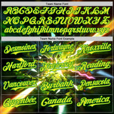 Custom Black Neon Yellow-Grass Green Cyber Tropical Palm Trees Music Festival Authentic Baseball Jersey