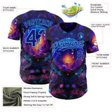 Custom Blue Dark Purple-Sky Blue Cyber Tropical Palm Trees Music Festival Cosmic Nebula Authentic Baseball Jersey