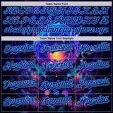 Custom Blue Dark Purple-Sky Blue Cyber Tropical Palm Trees Music Festival Cosmic Nebula Authentic Baseball Jersey