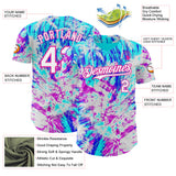 Custom Ice Blue White Blue-Deep Pink Cyber Tropical Palm Trees Music Festival Authentic Baseball Jersey