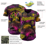 Custom Black Purple-Light Yellow Cyber Tropical Palm Trees Music Festival Authentic Baseball Jersey