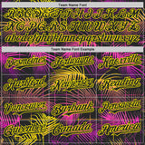 Custom Black Purple-Light Yellow Cyber Tropical Palm Trees Music Festival Authentic Baseball Jersey