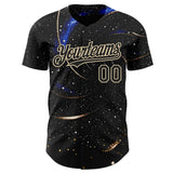 Custom Black-Cream Galaxy Star Authentic Baseball Jersey