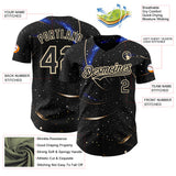 Custom Black-Cream Galaxy Star Authentic Baseball Jersey
