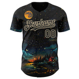 Custom Black-Cream Galaxy Star Authentic Baseball Jersey